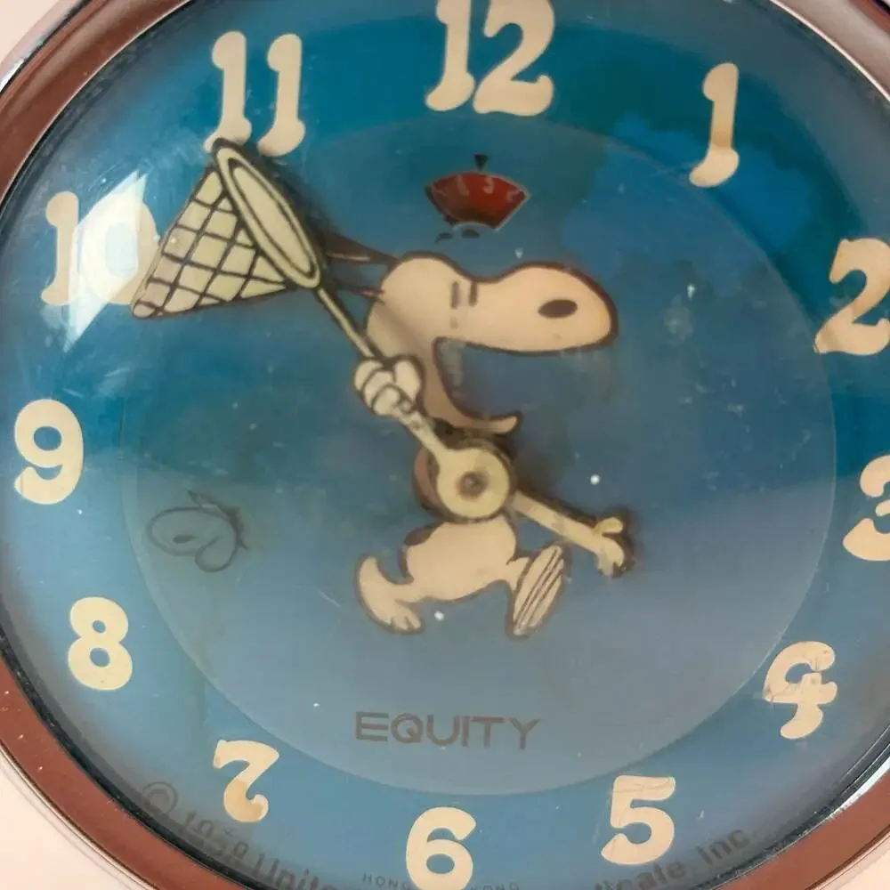 Vintage 1958 Equity Peanuts Snoopy Butterfly Net Alarm Clock
